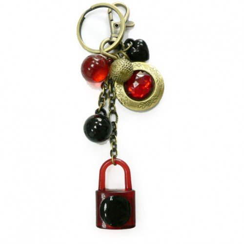 SG PARIS KEY RING B.Brass BLK+RED COMB X6PCES RG FONC/BORD/VIN/GAR OTHER FASHION ACCESSORIES KEY CHAIN PLASTIC WINTER WOMEN NIGHT BIRD FASHION JEWELRY / HAIR ACCESSORIES KEY / PADLOCKS