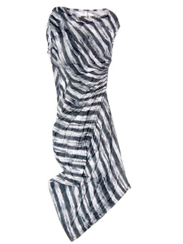 Willow womens digital zebra black grey assymetrical dress