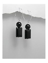 Black Agate Earrings In Sterling Silver
