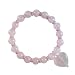 Genuine 8mm Rose Quartz Bead Heart Charm Bracelet