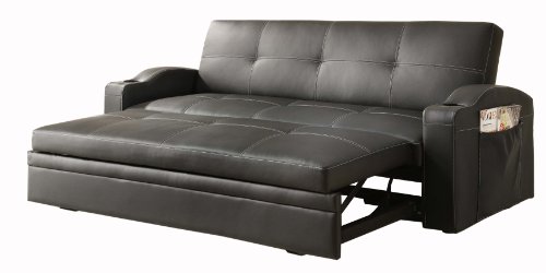 Homelegance 4803BLK Convertible/Adjustable Sofa Bed, Black Bi-cast Vinyl On Sale