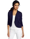 AK Anne Klein Womens Petite 3/4 Sleeve Shirred Ruffle Cardigan Sweater