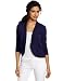 AK Anne Klein Women's Petite 3/4 Sleeve Shirred Ruffle Cardigan Sweater, Ink Blue, Petite Medium