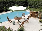PARASOL BOIS KAMPASS BLANC VERT DREAM GARDEN