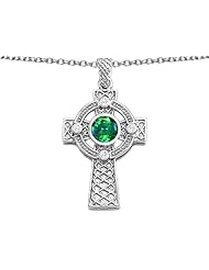 Celtic Love by Kelly (tm) Celtic Cross pendant with 7mm Round Stone