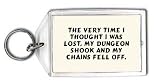 Review SHOPZEUS  / The very time I thought I was lost, my dungeon shook and my chains fell off. Keychain