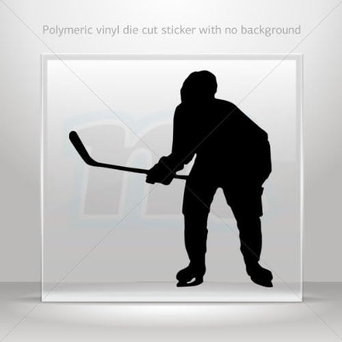 Sticker Decals Ice Hockey player figure car helmet window bike Garage door 6 X 5.6 Inches Black 0602 XZE28