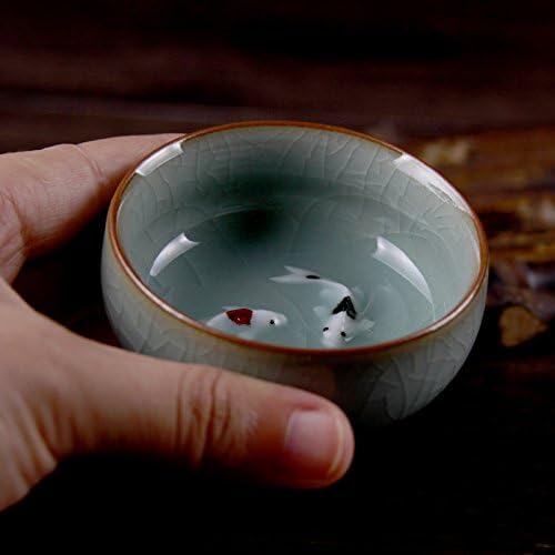 Bowls For Tea Cup Golden Fish Cup Chinese Longquan Celadon Tea Set Porcelain Mugs