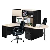 Mayline T Dual Workcenter with Hutches