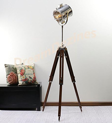 Dream Dezine Classic Theatre Spot Light with Solid Wooden Tripod - Floor Lamp Vintage/Retro