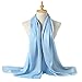 Bellonesc Silk Scarf 100% silk Long Lightweight Sunscreen Shawls for Women (light blue)