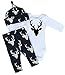 Newborn Infant Baby Girls Boy Deer Tops Bodysuit Long Pants Hat 3pcs Outfits Set,White&navy Blue,0-3 Months