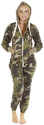 Love My Fashions Women's Camouflage Onesie Large Khaki Green