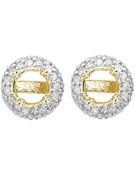 14K Yellow Gold 0.36ct Donut Style Pave Set Round White Diamond Stud Earrings