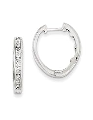 14k White Gold Diamond Hoop Earrings