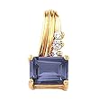 14K Yellow Gold Iolite and Diamond Pendant