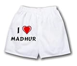 White Boxer Short with I Love Madhur