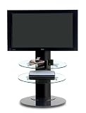 BDI Vista 9960, Flat Panel TV Stand with Glass Shelves - Gloss Black