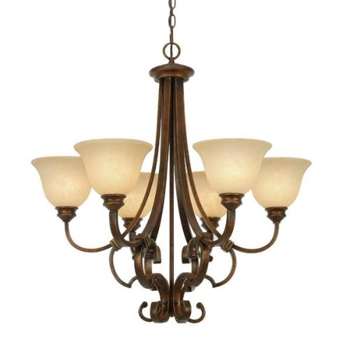 Golden Lighting 3711-6 CB Rockefeller Six Light Chandelier, Champagne Bronze Finish