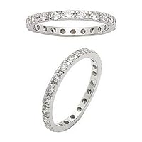 Plain Eternity Cubic Zirconia Cz Sterling Silver Wedding Band, Size 8