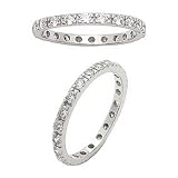 Plain Eternity Cubic Zirconia Cz Sterling Silver Wedding Band