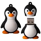 8 GB Novelty XYLO-FLASH Cute Black & White Penguin Keyring USB 2.0 Memory Stick / Pen Storage Drive Compatible With PC / Mac.