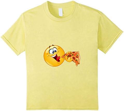 Kids Pizza Emoticon Hungry Smiley T-Shirt 10 Lemon