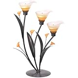 Gifts & Decor Amber Lilies Flower Decorative Tealight Candle Holder