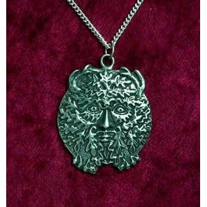 Oak Leaf Greenman Pendant Necklace (Solid Pewter)
