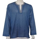 Produkt-Bild: Baumwollhemd Kurta f&uuml;r den Herren aus Indien B&uuml;ste 101 cm (M/40)