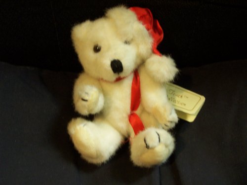 41nRtDfHR6L Jerry Elsner Co. Yuletide Traditional Teddies Small White Bear Wearing a Santa Hat