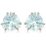 14k White or Yellow Gold 8mm Aquamarine Trillion Cut Stud Earrings
