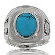 Turquoise Wide Band Ring Bezel Set in 925 Sterling Silver