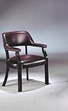 Captain Chair with Caster in Burgundy Vinyl and Cherry Wood ADS5083-bg