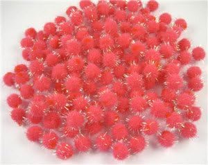 144pcs Approx 10-12mm Glitter Pompom Fur Ball (Rose red)