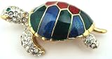 Cute Red Blue Green Enamel Austrian Crystal Turtle Tortoise Brooch Pin Gift Boxed