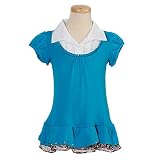 Stylish Girls Blue Collared Floral Short Sleeved Layered Shirt 8-14