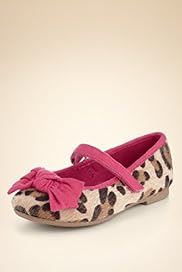 Younger Girls Animal Print Bow Pony Ballet Pumps