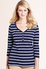 Pure Cotton Henley Neck Striped Top