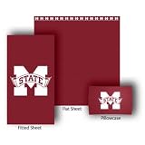 NCAA Mississippi State Bulldogs Fitted/Flat Bed Sheet and Pillow Case Set