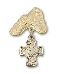 14K Gold Baby Badge with 5-Way Charm and Baby Boots Pin