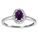 14K White Gold Round Diamond & Oval Amethyst title=