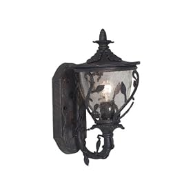 Kenroy Home 70201AP Meadow Small Wall Lantern with Clear Seeded Glass Shade, Antique Patina