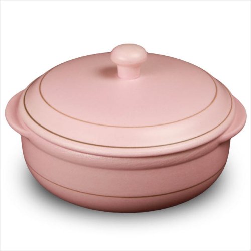 直火OK! 有田焼 遠赤外線 多機能鍋 チビマルクック ピンク (幅17×奥行15×高さ10cm) S-20P