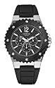 Guess Gents 'Overdrive' chronograph watch steel case black dial & strap