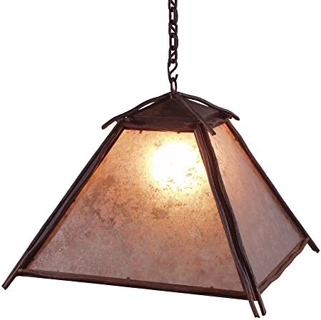 Steel Partners Lighting 2717-B Swag - BUNDLE of STICKS Pendant with Amber Mica Lens, Black Finish