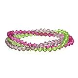 Genuine Swarovski Crystal Lavender, Green, Pink Stretch Bracelet Set