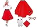 Hip Hop 50's Shop 1950s Adult 4 Piece Poodle Skirt Costume Outfit for Women with Accessories (glasses, socks, scarf) (XLarge/XXLarge, Red)