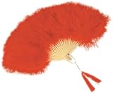 Womes Red Feathered Fan