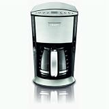 Krups KM720D50 12 Cup Programmable Glass Filter Coffee Maker, Stainless Steel